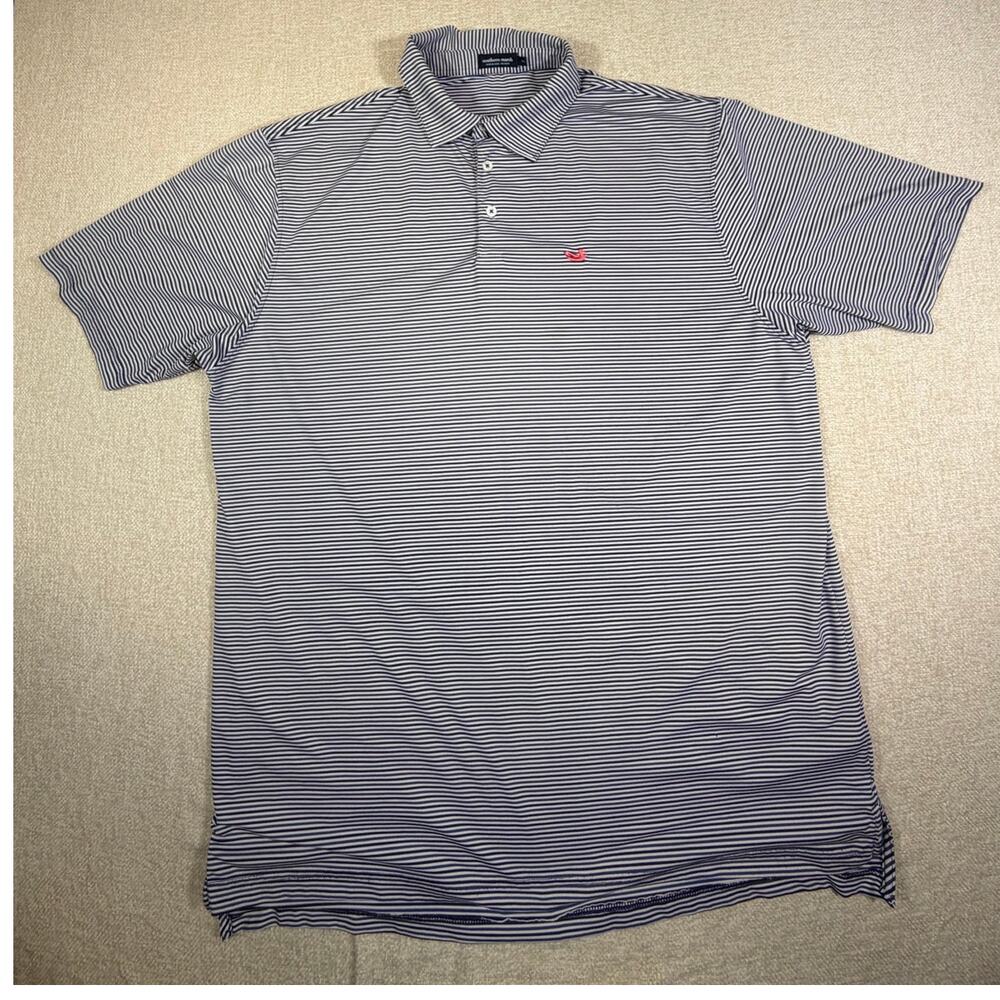 Southern Marsh Men 2XL Blue Striped Polo Short Sleeve Preppy Sports Golf Shirt
